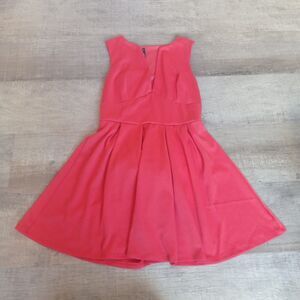 Lulus Dress Womens Size S Deep V Coral Red Sleeveless Fit & Flare Career Preppy